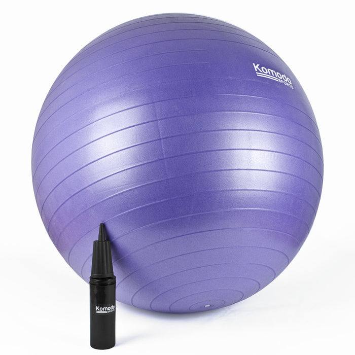 85cm Anti-Burst Stability Ball - Purple Yoga and Fitness Exercise Ball for Core Strength - Ideal for Home Gym, Pilates and Therapy Sessions