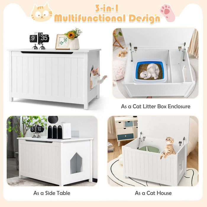 Cat Litter Hideaway Inc. - Large Top-Opening Wooden Cat Litter Box, Discreet Hidden Washroom Toilet in White - Ideal for Privacy-Loving Cats and Neat Homes