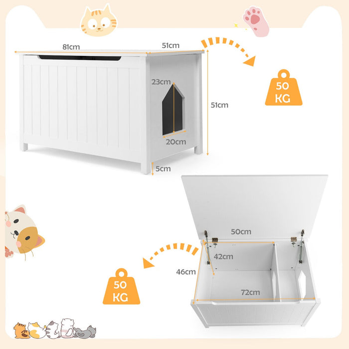 Cat Litter Hideaway Inc. - Large Top-Opening Wooden Cat Litter Box, Discreet Hidden Washroom Toilet in White - Ideal for Privacy-Loving Cats and Neat Homes