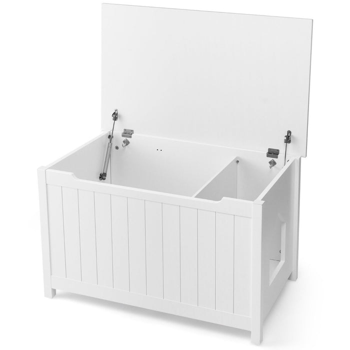 Cat Litter Hideaway Inc. - Large Top-Opening Wooden Cat Litter Box, Discreet Hidden Washroom Toilet in White - Ideal for Privacy-Loving Cats and Neat Homes