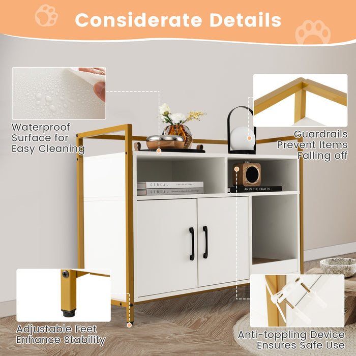 Wooden Cat Litter Box Enclosure - Black Cat Privacy Unit with Compartments and Scratching Board - Ideal for Keeping Kitty Litter Neat and Hidden Away