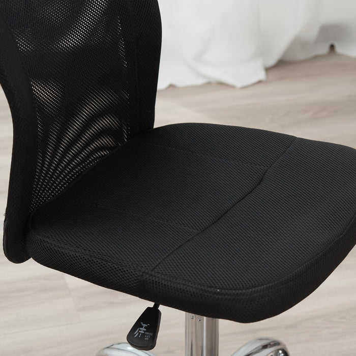 Ergonomic Mesh Office Chair - Armless Mid-Back Design with Height Adjustment & Swivel Casters - Ideal for Home Workstations and Small Desks