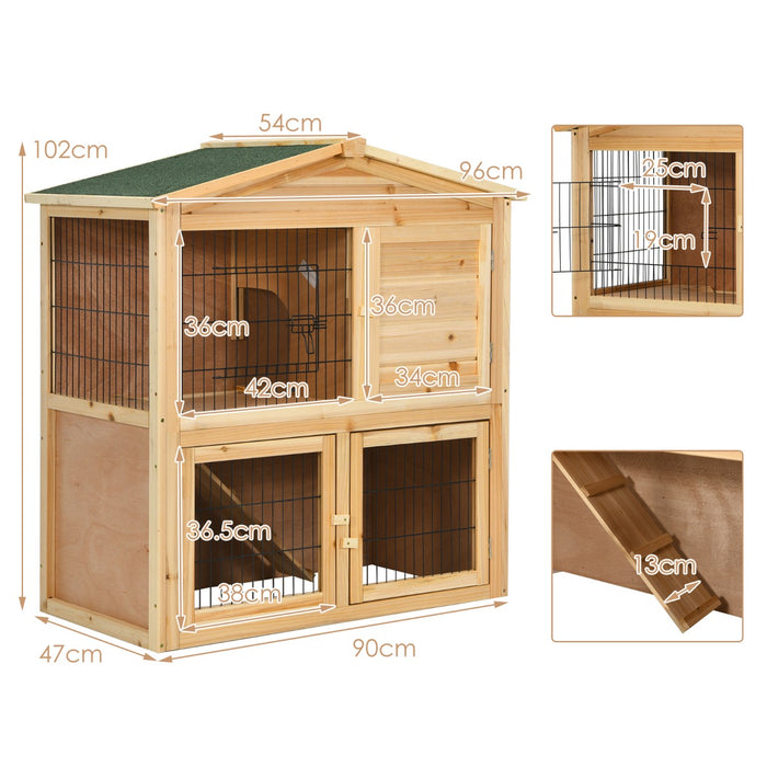 Large Bunny Rabbit Cage Brand - Spacious, Waterproof Roof Hutch - Suitable for Outdoor Use, Ideal for Rabbit Safety and Comfort
