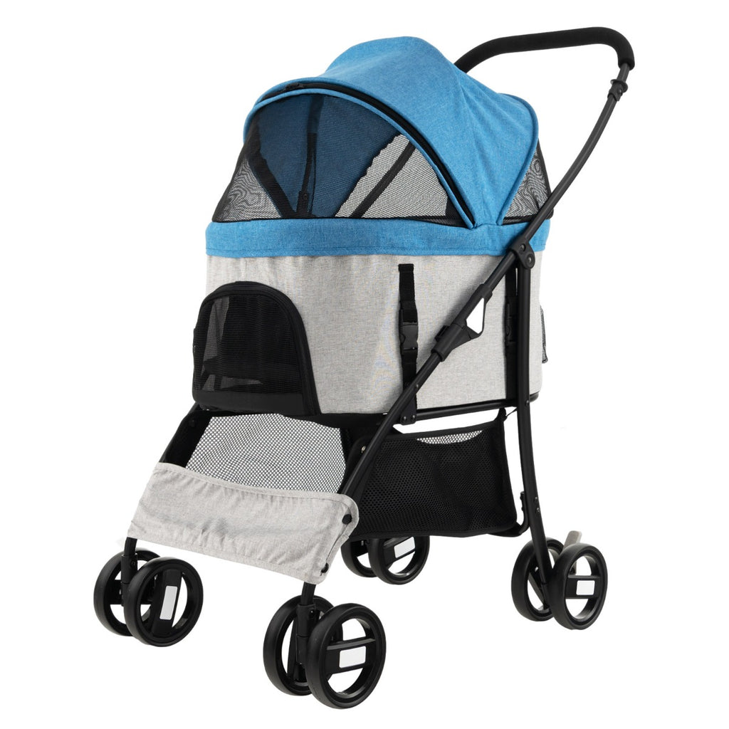 Pet Gear Stroller - Foldable Pet Stroller with 4-Level Adjustable Canopy, Storage Basket in Black - Ideal for Easy Transport of Your Pet and Convenience on Outings