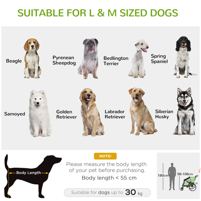 2-in-1 Large Dog Bike Trailer & Pet Stroller - Foldable Aluminum Carrier with Safety Leash, Hitch Coupler, & Flag - Ideal for Active Pet Owners & Safe Transport