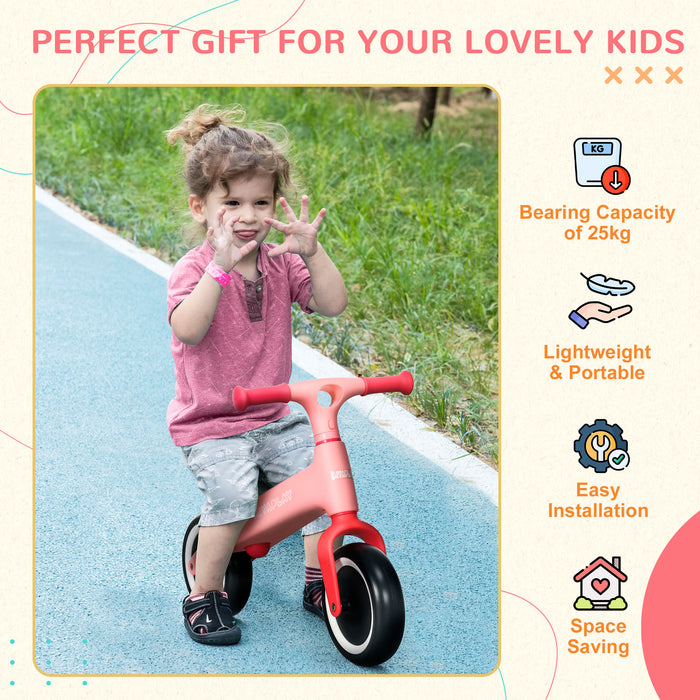 Adjustable Pink Balance Bike for Toddlers - Safe Riding Toy for Ages 1.5 to 3 - Builds Motor Skills & Confidence