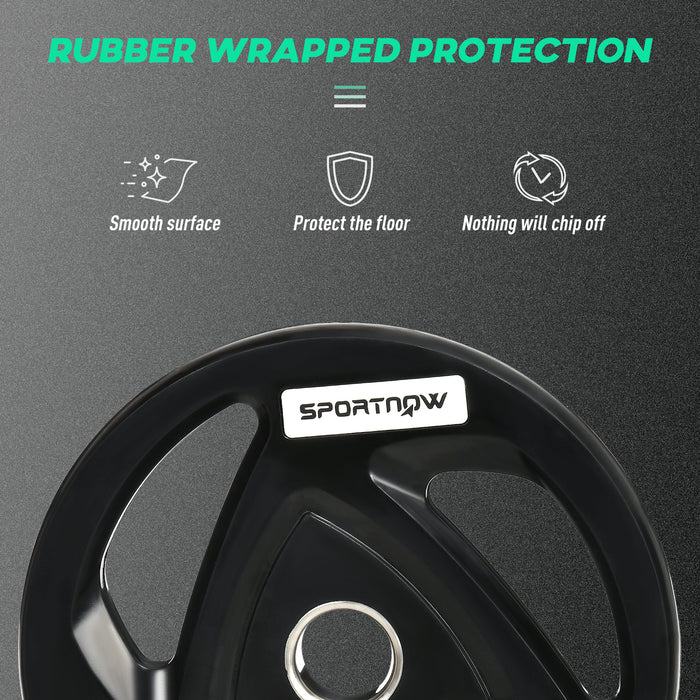 Tri-Grip 15kg Olympic Weight Plates - Rubber Coated Barbell Set with 5cm Center Holes - Ideal for Gym, Home Exercise & Strength Training