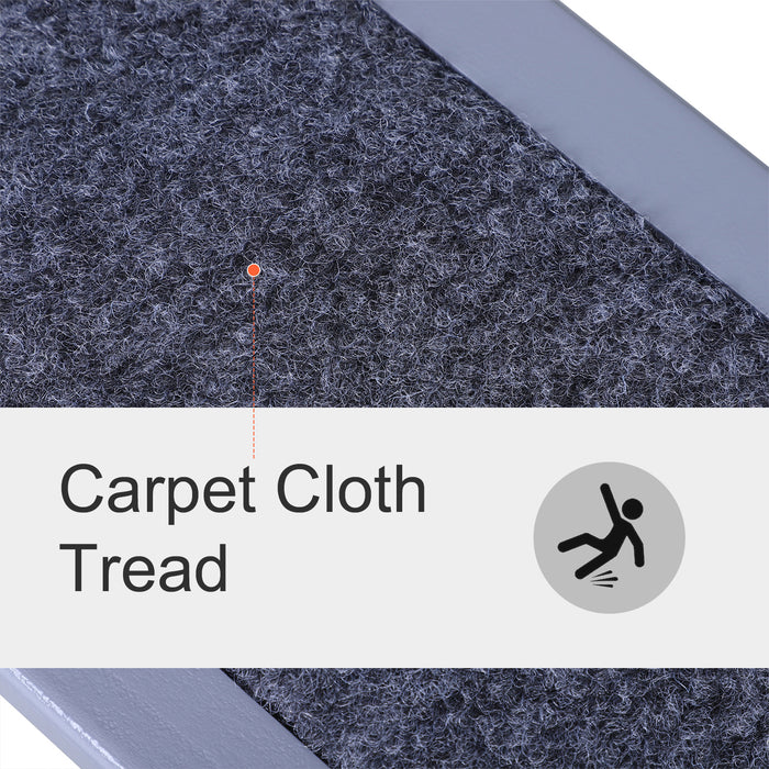 3-Step Wooden Pet Stairs - Dog and Cat Friendly Steps with Non-Slip Carpet Treads, Grey - Ideal for Small to Medium Sized Pets Accessing Beds and Sofas