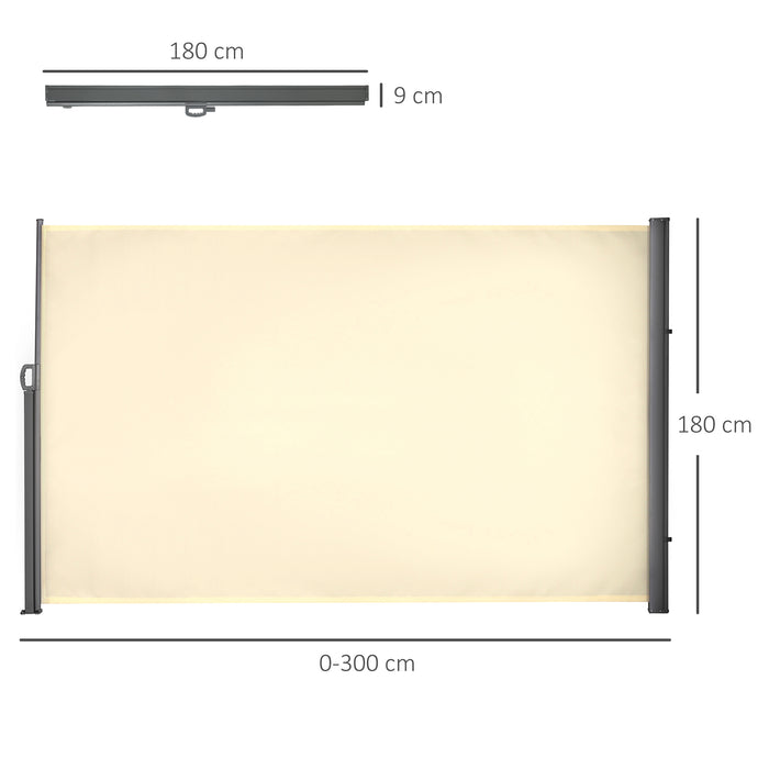 Retractable Sun Side Awning - UV-Protected Patio & Garden Privacy Screen (3x1.8M, Cream White) - Ideal for Outdoor Seclusion and Shade