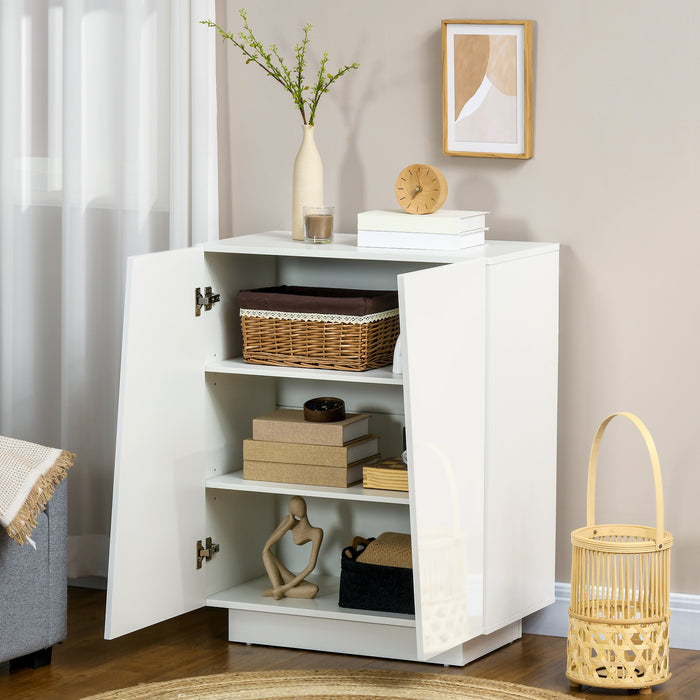 Freestanding Wooden Cabinet for Bedroom - High-Gloss Sideboard with Adjustable Shelves - Elegant Storage Solution for Clutter-Free Living Spaces