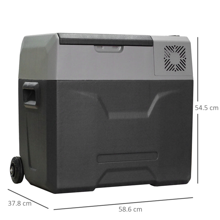Portable 12/24V 50L Car Refrigerator - Electric Fridge Freezer Cooler Box for Camping, Travel, Picnic - Compact Grey Unit for On-the-Go Refreshments