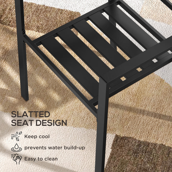 Metal Slatted Patio Dining Chairs - Set of 4, Durable Black Finish - Ideal for Outdoor Entertaining and Family Gatherings