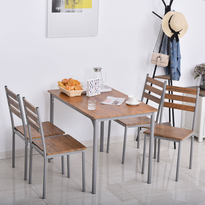 5-Piece Dining Table Set - Modern Compact Table and 4 Chairs for Small Spaces - Ideal for Dining Room and Kitchen Use, Brown