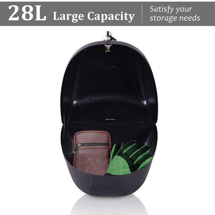 28L Motorcycle Tail Box - Helmet and Gear Storage Top Case - Secure Luggage Solution with Mount Rack and 2 Keys