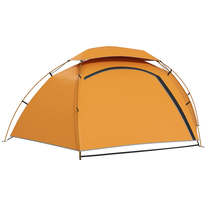 Lightweight Aluminum Frame Dome Camping Tent - 2000mm Waterproof with Removable Rainfly - Ideal for 1-2 Person Outdoor Adventures, Orange