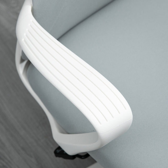High-Back Elastic Office Chair with Tilt & Adjustable Seat Height - Armrests for Added Comfort - Ideal for Prolonged Desk Work, Light Grey