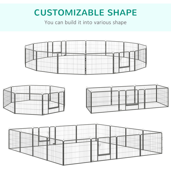 Heavy Duty 16-Panel Dog Playpen with Dual Entries - Portable Indoor/Outdoor Puppy Enclosure, 60cm Height - Ideal for Safe Pet Play & Training