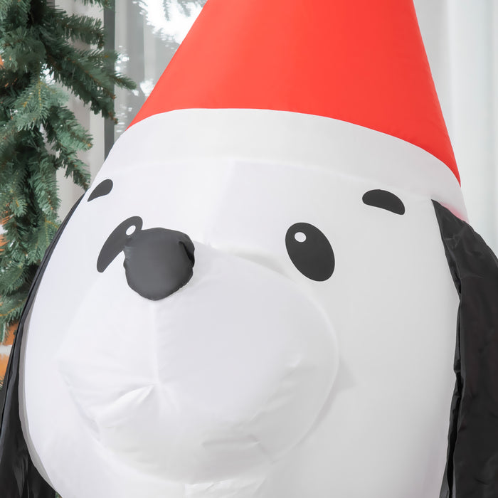 Inflatable 1.8m Christmas Puppy with Santa Hat - Lighted Blow-Up Yard Decoration for Festive Display - Eye-Catching Indoor/Outdoor Holiday Decor
