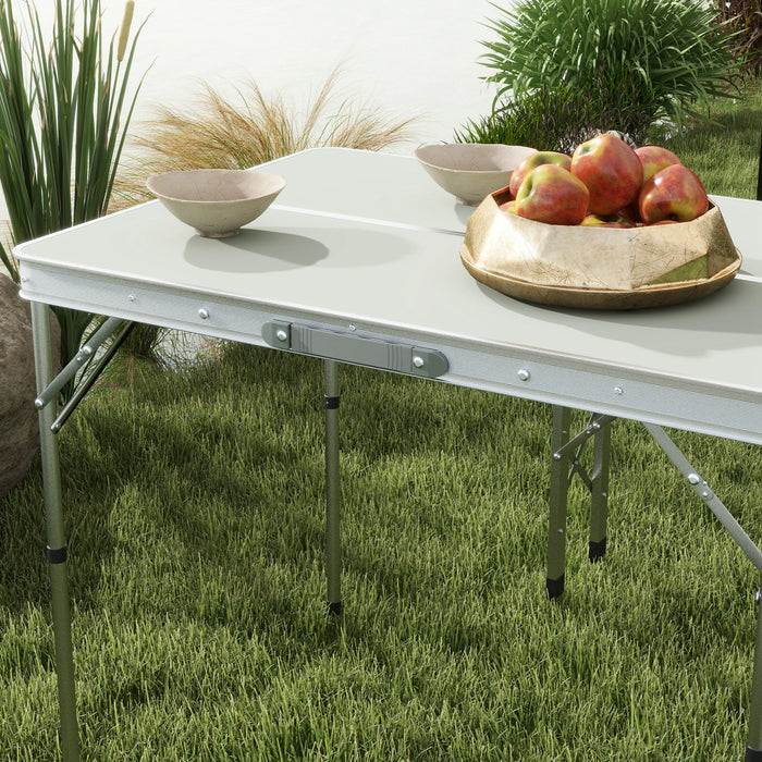 Foldable Aluminium Picnic Table Set - Lightweight Camping Furniture with 2 Benches - Ideal for Outdoor Parties, BBQs, and Garden Gatherings
