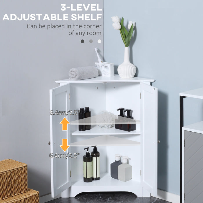 Triangle Corner Bathroom Cabinet - Adjustable Shelf & Recessed Door Storage Unit - Space-Saving Solution for Small Bathrooms