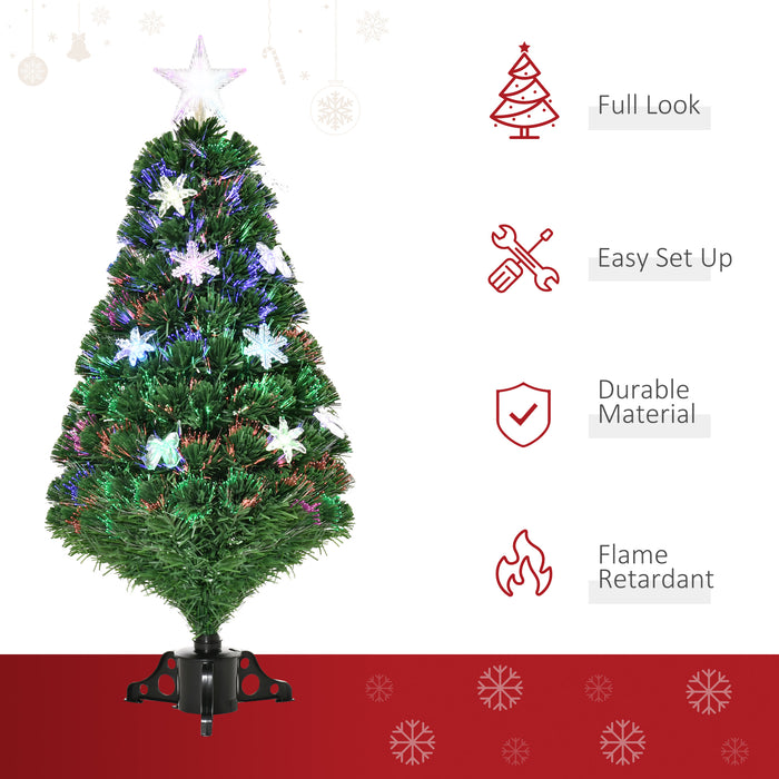 HOMCM 3FT Prelit Tree - LED & Fiber Optic Illuminated Artificial Christmas Tree with Foldable Stand - Festive Home Xmas Decor for Small Spaces