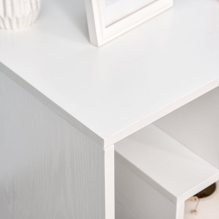 3-Tier Side Table with Open Storage Shelves - Elegant White Coffee Table Organizer for Living Room - Space-Saving End Tables, Set of 2