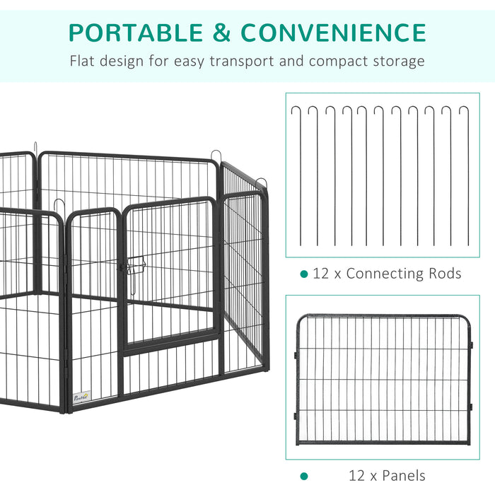 Heavy Duty 12-Panel Pet Playpen - Foldable Steel Puppy Exercise Fence with Dual Locking Doors - Ideal for Small Dogs & Playful Puppies Safety