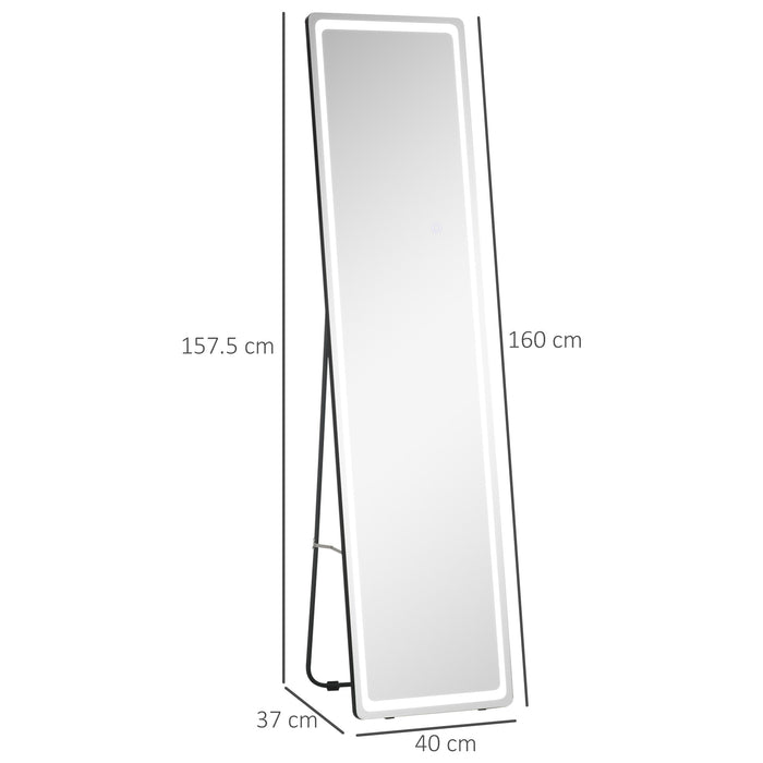 Illuminated Full-Length Mirror with Remote - LED Lights Freestanding or Wall Mountable Body Mirror - Ideal for Bedroom and Wardrobe Spaces