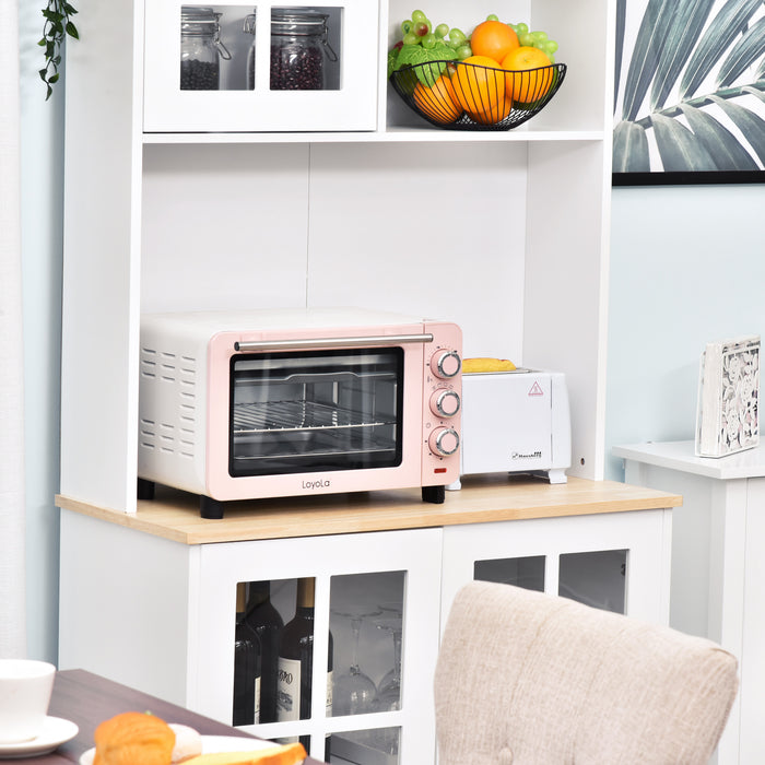 Elegant Kitchen Cupboard Sideboard - Ample Storage with Counter Space, Glass Door Cabinets, and Shelves - Ideal for Organizing Tableware and Culinary Essentials