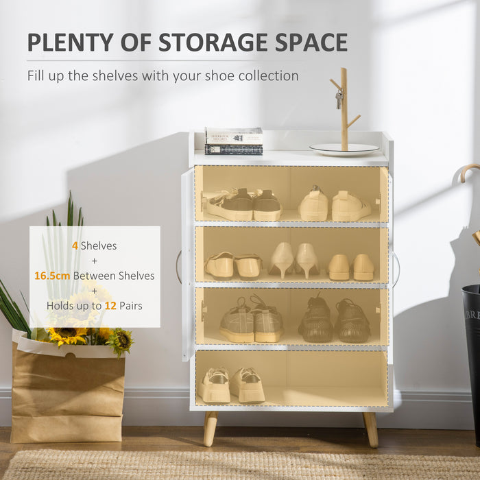 Modern Shoe Storage Cabinet - Entryway and Hallway Organizer with Doors and Shelves - Space-Saving Solution for Shoe Clutter