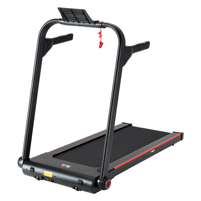750W Compact Folding Treadmill - Electric Running Machine with 1-14km/h Speed, LED Display & Safety Button - Portable, Easy-Storage Design for Home Fitness Enthusiasts