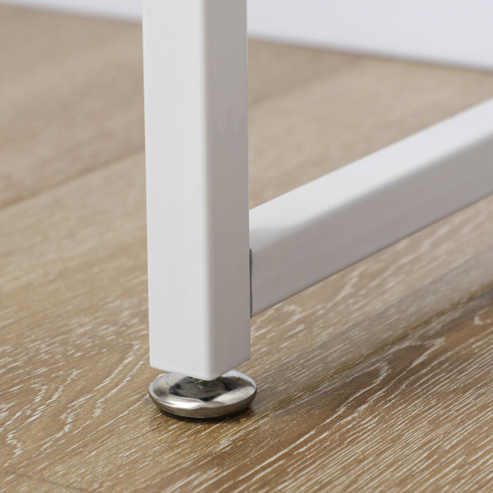 L-Shaped Corner Computer Desk with Storage - Study Table, Smooth Sliding Drawer, Workstation with Shelves - Space-Saving Design for Home Office, White