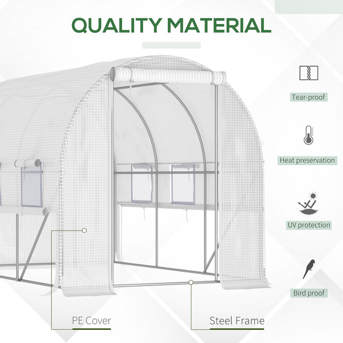 Walk-in Tunnel Greenhouse 3x2x2m - Sturdy Polytunnel Tent with Durable PE Cover, Easy-Access Roll-Up Zippered Door, 6 Ventilated Mesh Windows - Ideal for Season Extension & Plant Protection