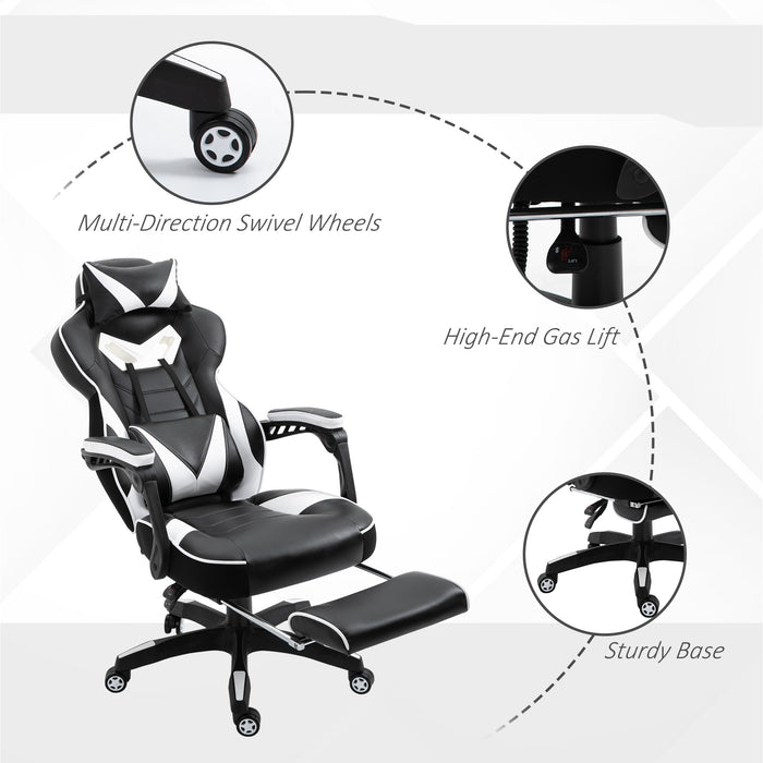 Ergonomic Racing Chair with Adjustable Features - Comfortable Gamer and Office Recliner with Headrest, Lumbar Support, and Footrest - Ideal for Long Sitting Sessions and Improved Posture