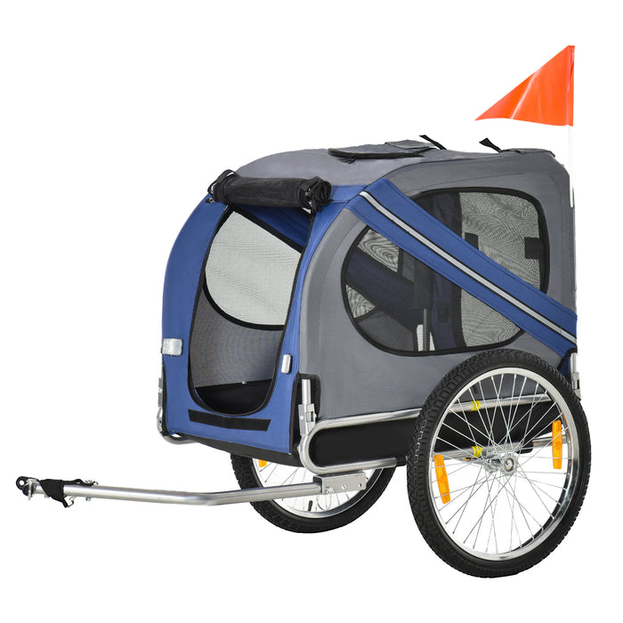 Pet Bicycle Trailer for Dogs and Cats - Foldable Carrier with Suspension, Blue - Ideal for Active Pet Owners