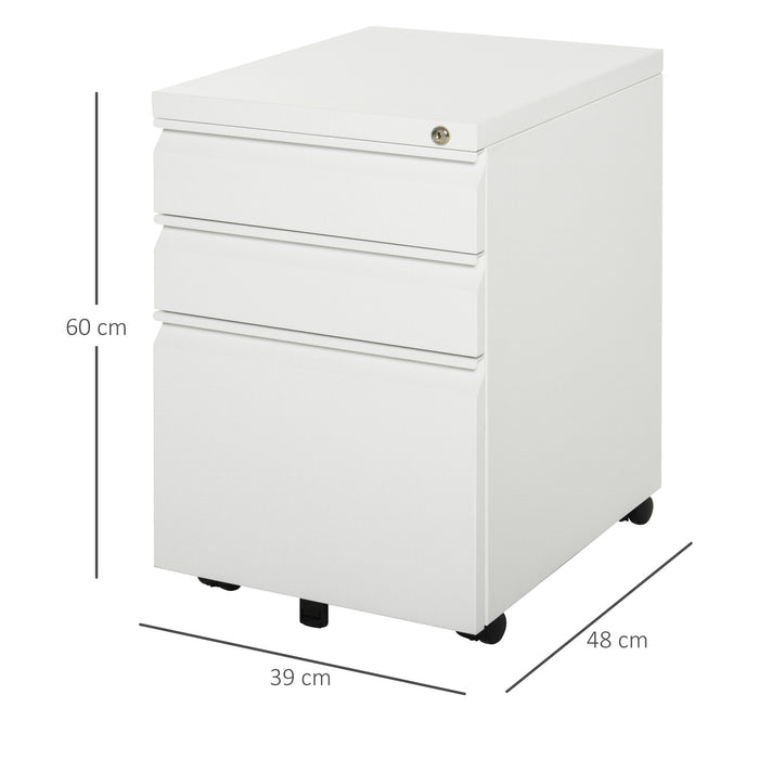 Mobile 3-Drawer Vertical File Cabinet - Lockable Rolling Storage Unit, Under Desk Design - Ideal for Home Office Organization