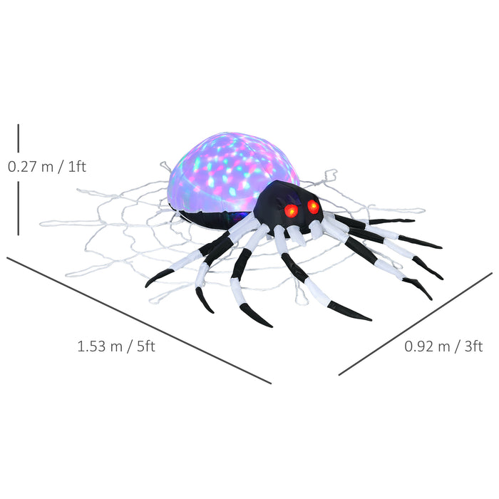 Giant 5FT Halloween Inflatable Spider - Colorful LED-Lit Hanging Outdoor Decor - Perfect for Spooky Lawn Displays and Parties