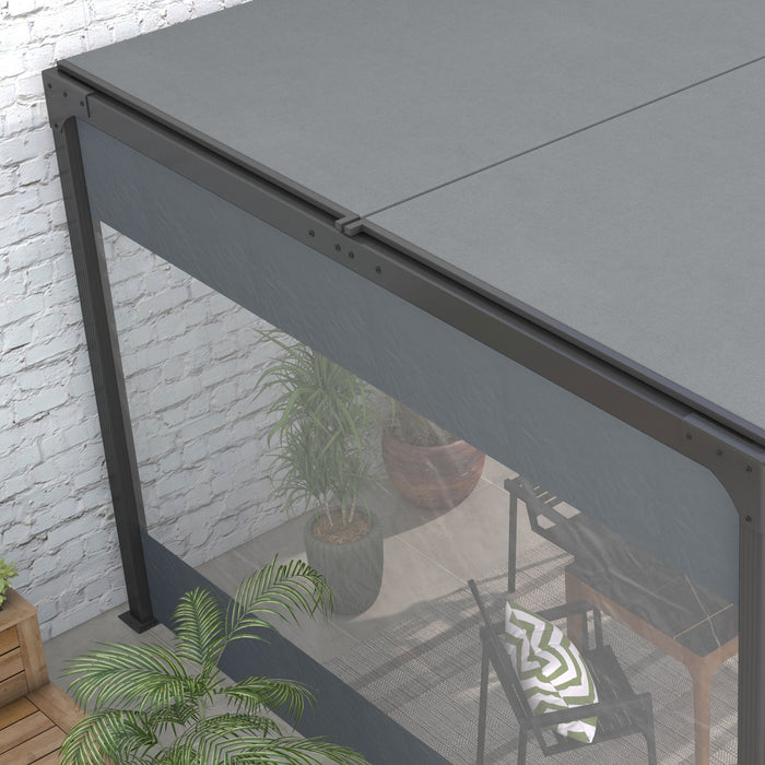 Pergola Side Panels 3x2m with Big Clear Window - 2-Pack Grey Gazebo Curtains for Outdoor Shelter - Ideal for Privacy & Protection