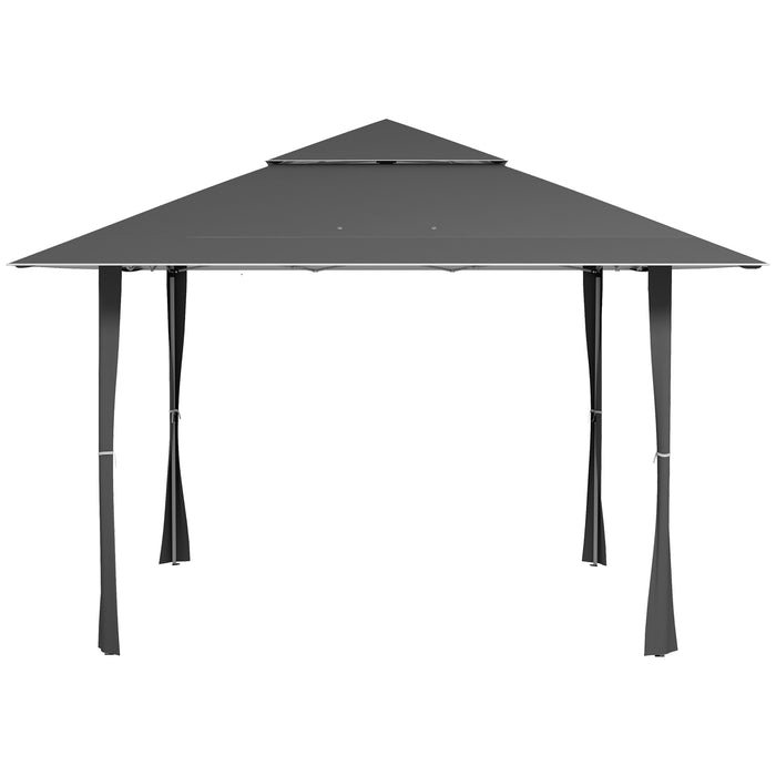 Double Roof Canopy Pop-Up Gazebo 4x4m - UV Proof, Portable with Roller Bag, Adjustable Legs, Steel Frame - Ideal for Outdoor Parties and Events, Dark Grey