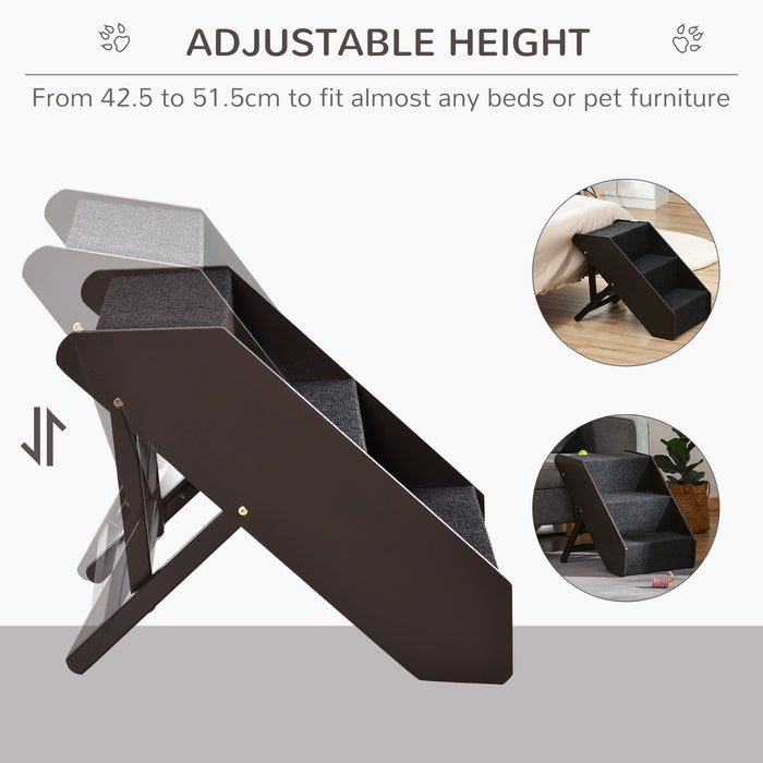 PetSafe CozyUp Folding Pet Steps - Easy Access Pet Stairs, Dark Brown - Ideal for Small to Medium Dogs & Cats for Beds and Couches