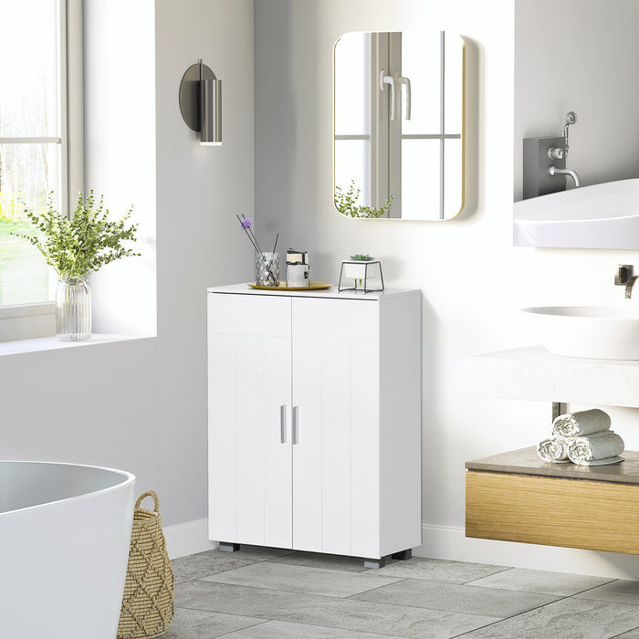 Modern Bathroom Cabinet Organizer - Free Standing Linen Cupboard with 3 Tiers of Storage - Space-Saving Solution for Bath Essentials and Towels