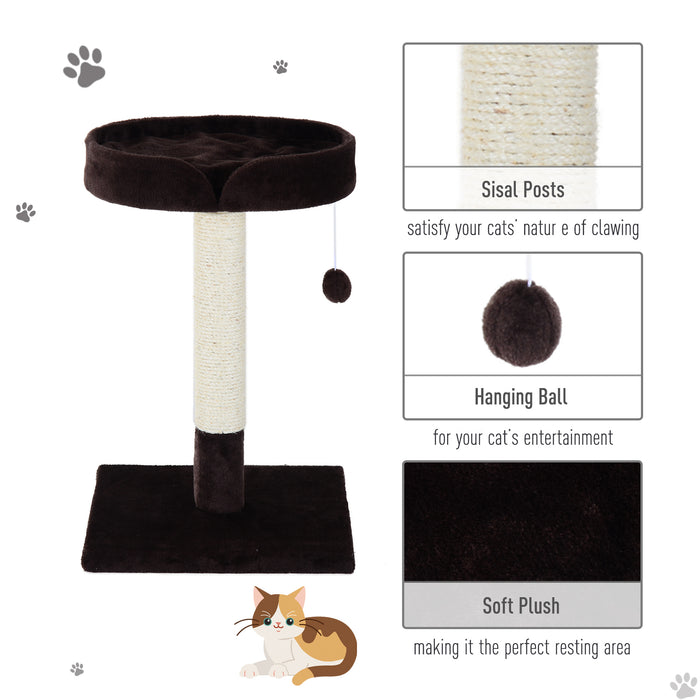 Cat Tree with Scratching Post - Pet Activity Center with Kitten Climbers, Climbing Exercise & Hanging Toy - Comfortable Plush Cushion for Relaxation, Brown