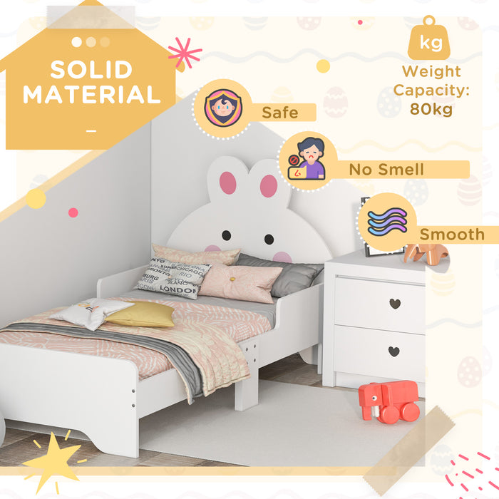 Rabbit-Themed Toddler Bed Frame - Adorable White Bunny Design with Sturdy Construction - Perfect Transitional Sleeping Solution for Young Children