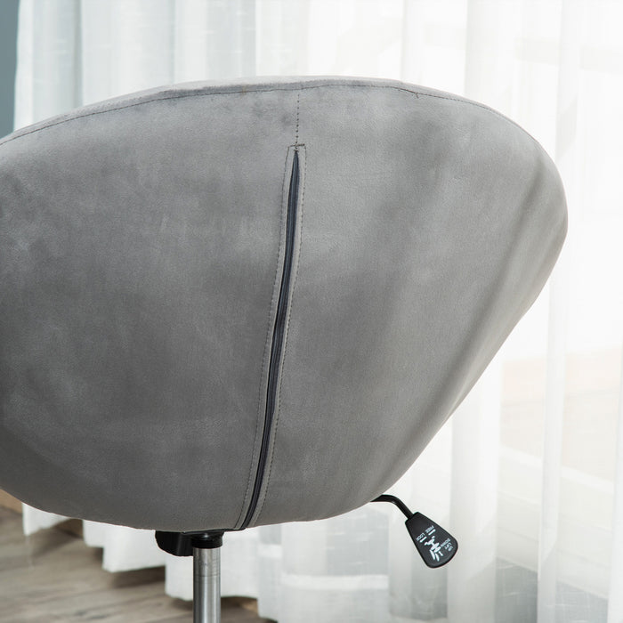 Velvet-Touch Tufted Fabric Swivel Bar Stool - Adjustable Height & Armless Tub Chair Design, Modern Grey - Ideal for Contemporary Dining & Lounge Areas