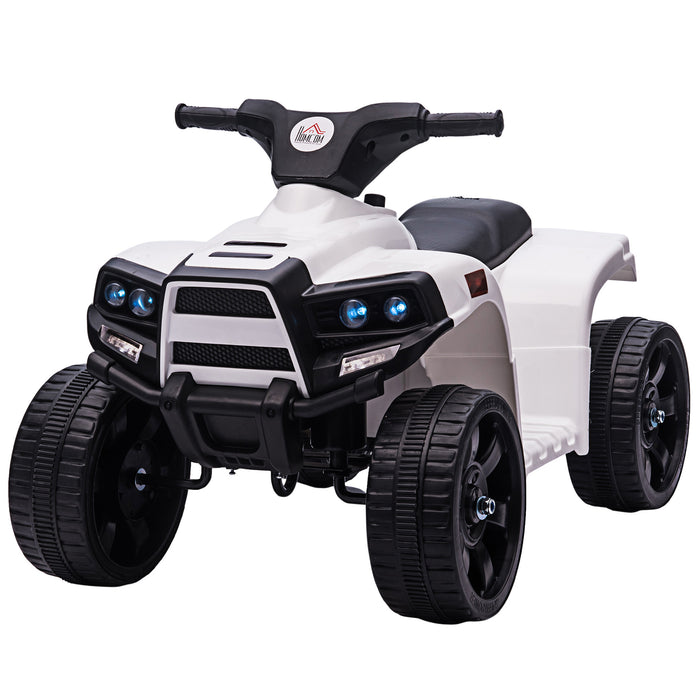 Electric ATV Toy Quad for Toddlers - 6V Battery Powered Kids Ride-On with Headlights, White & Black - Fun Outdoor Play for Children Aged 18-36 Months