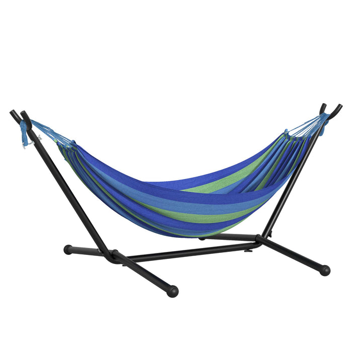 Portable Camping Hammock with Stand - 294 x 117cm, Green Stripe, 120kg Capacity, Adjustable Height, with Carrying Bag - Ideal for Outdoor Relaxation and Travel