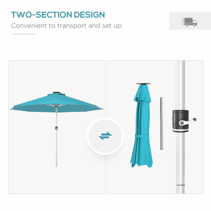 Solar-Powered LED Patio Umbrella with USB - 4 Lighting Modes, Lighted Outdoor Deck Umbrella - Perfect for Evening Entertainment and Relaxation