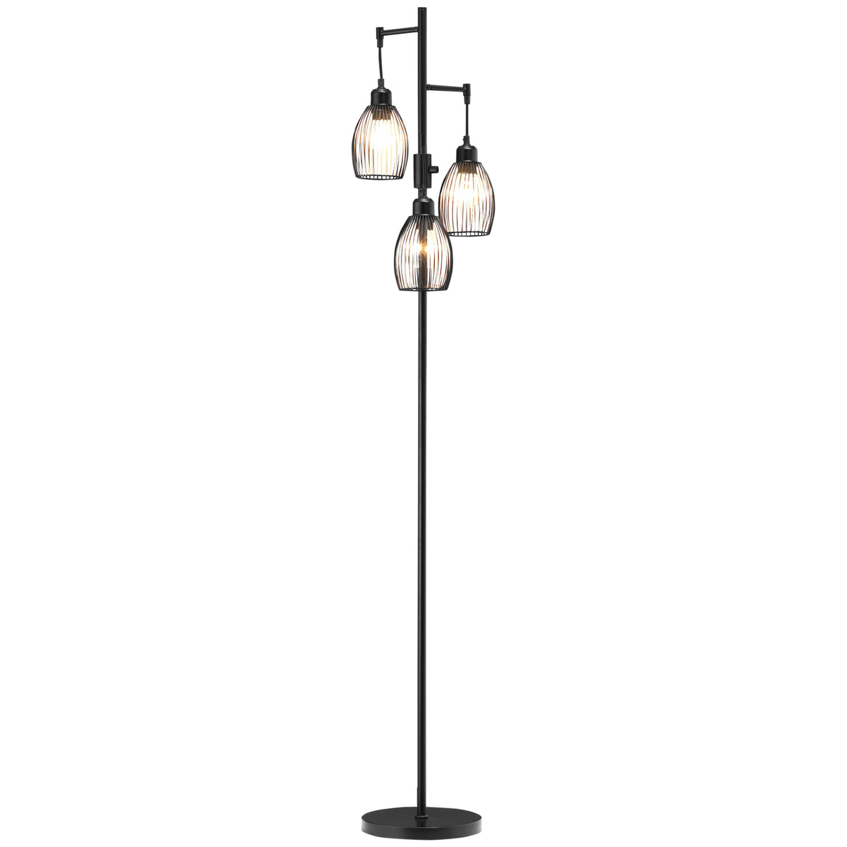 Industrial Metal Floor Lamp with 3 Dimmable Lights - Adjustable Metal Shades, Perfect for Living Room, Bedroom, Dining, Study - Stylish Lighting for Any Room
