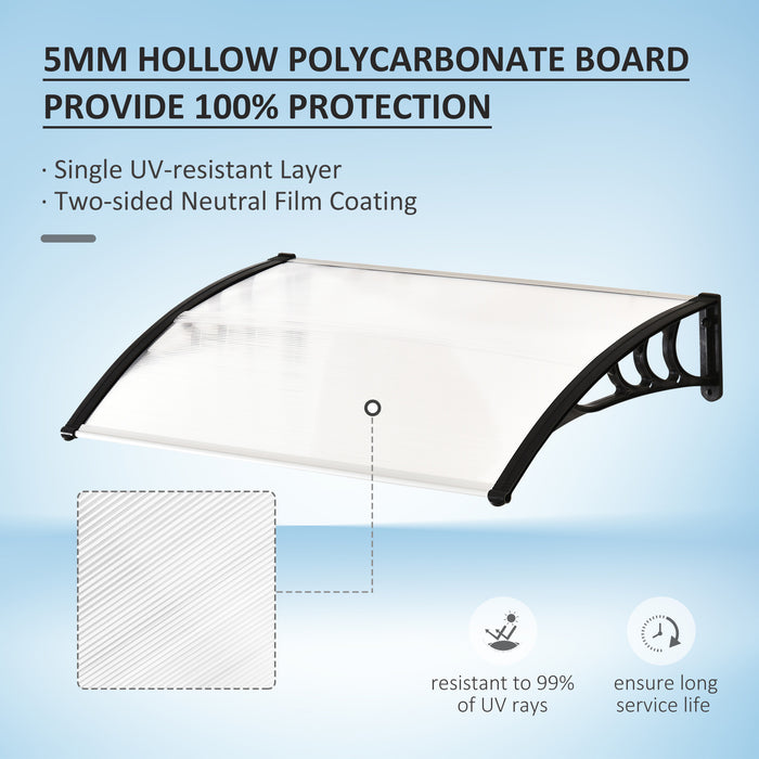 Curved Aluminum & Polycarbonate Awning - Modern UV & Water Resistant Door Canopy - Outdoor Rain Shelter for Home Entrances