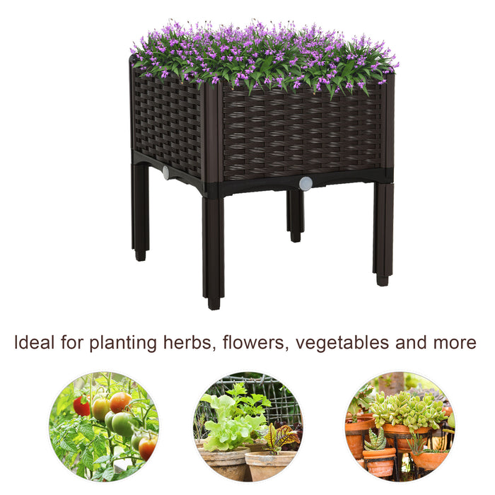 Elevated Garden Planter Box - Durable PP Patio Raised Bed for Flowers and Vegetables - Ideal for Outdoor Container Gardening
